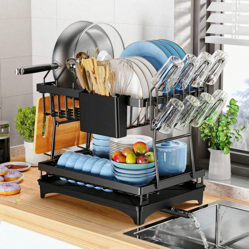 Kitchen Utensils - Scolapiatti in acciaio inox antiruggine, a