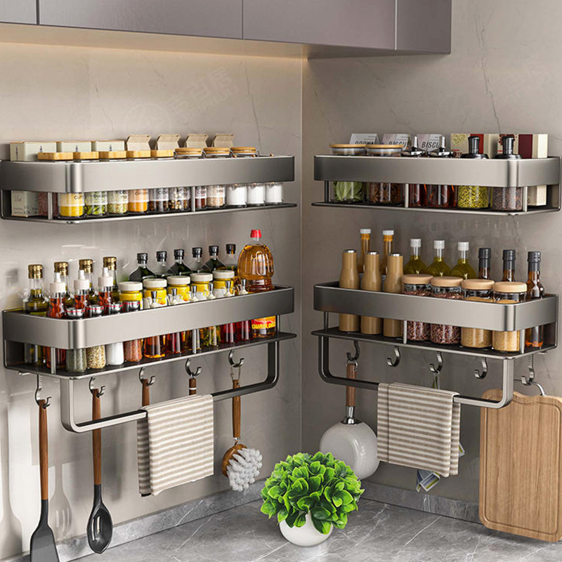 Kitchen Uncle - Scaffale da cucina in alluminio, mensola
