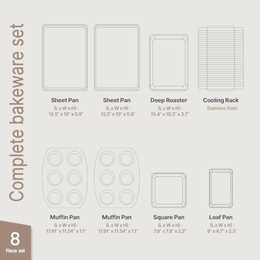 Set di 8 Pezzi per Cottura in  - Kitchen Baking Pan Set recensione e prezzo