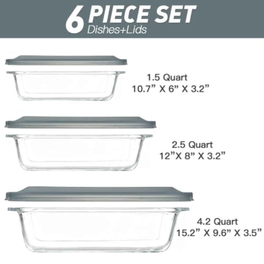 Set di 6 teglie in vetro extra - Kitchen Baking Pan Set recensione e prezzo